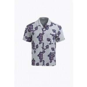 Stitch Hawaiian Shirt Men XXL Blue Floral Button Front Short Sleeve Aloha Vintag